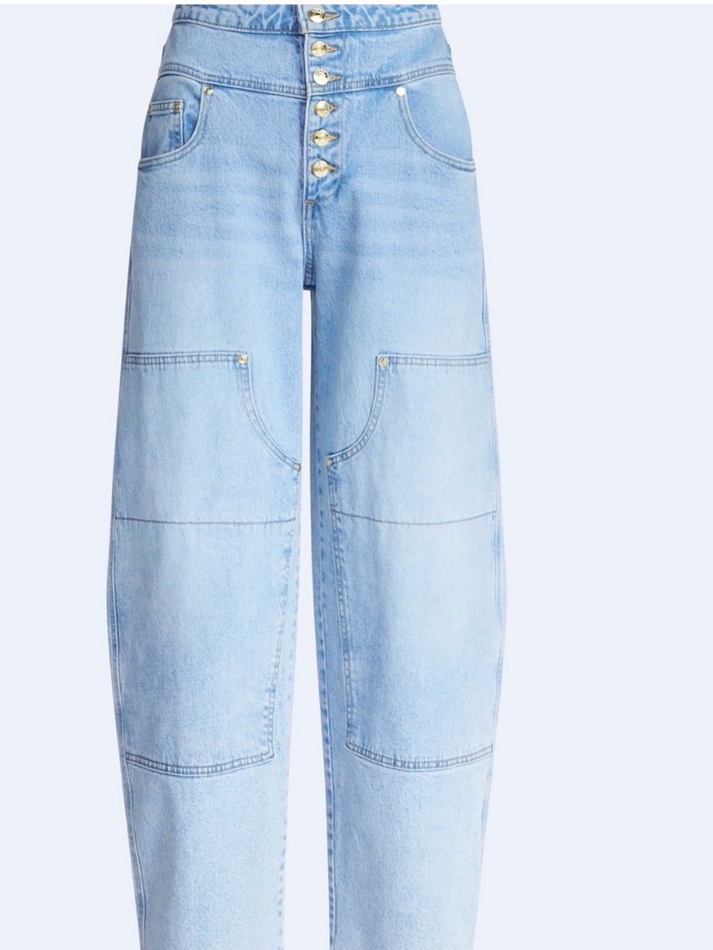 High-Rise Relaxed Light Blue Women's Jeans with Button Fly